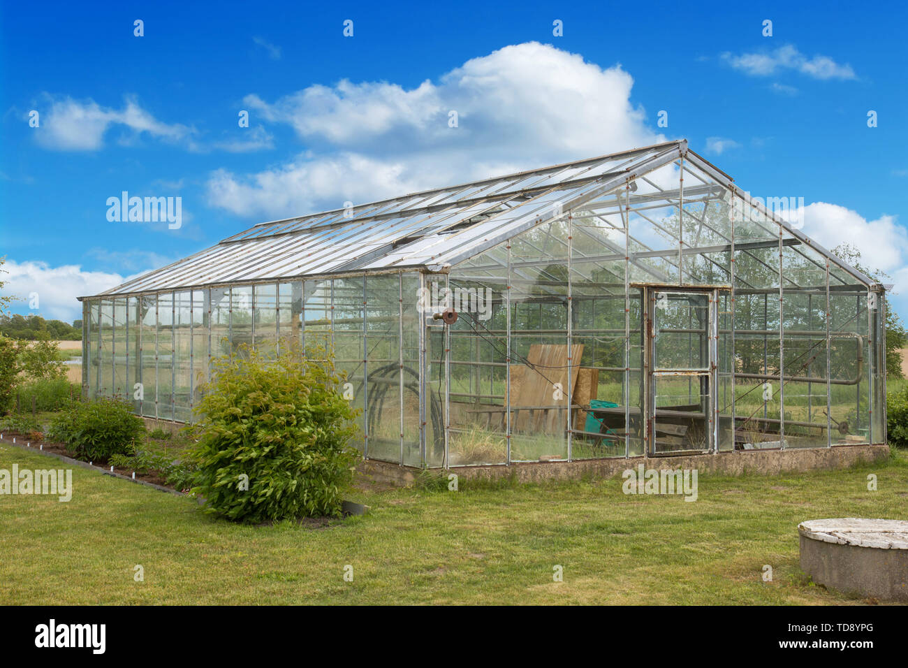 Old greenhouse made from a glass blocks Stock Photo Alamy