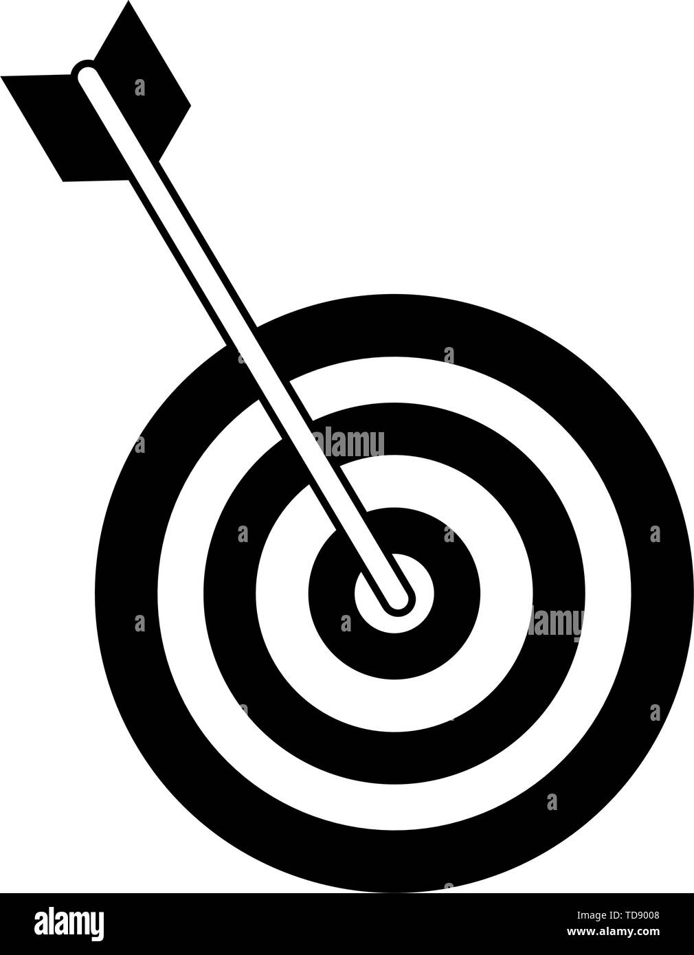 Dartboard target game isolated symbol in black and white Stock Vector