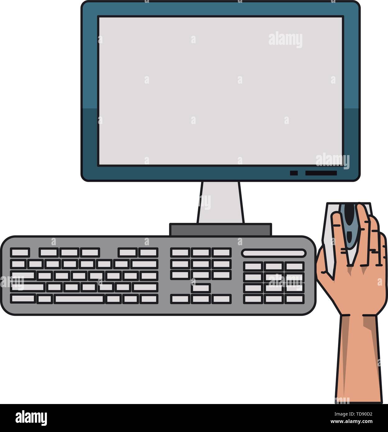 hand using desk computer with mouse monitor and keyboard Stock Vector Image  & Art - Alamy