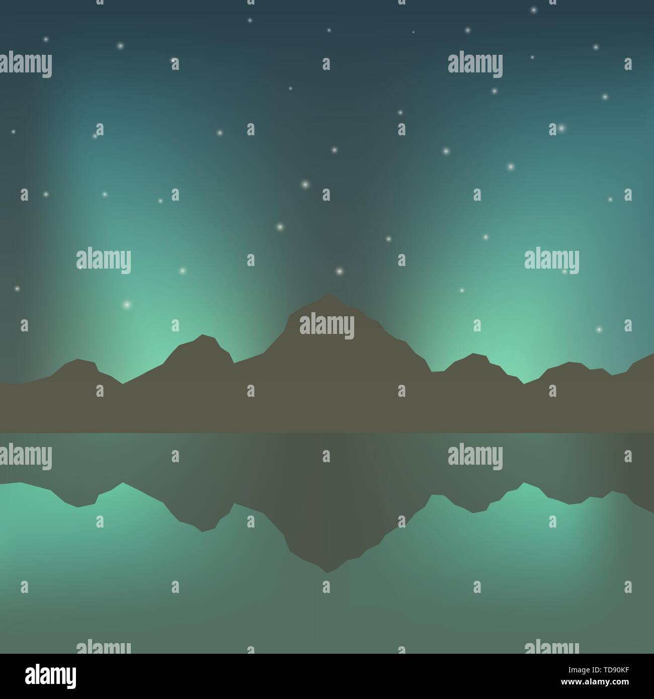 North light and mountains with lake background Stock Vector