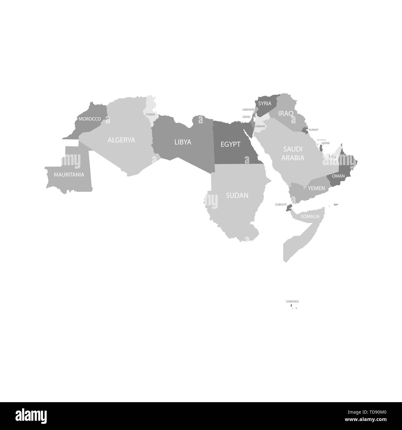 Arab League Countries maps set. Vector eps10 Stock Vector
