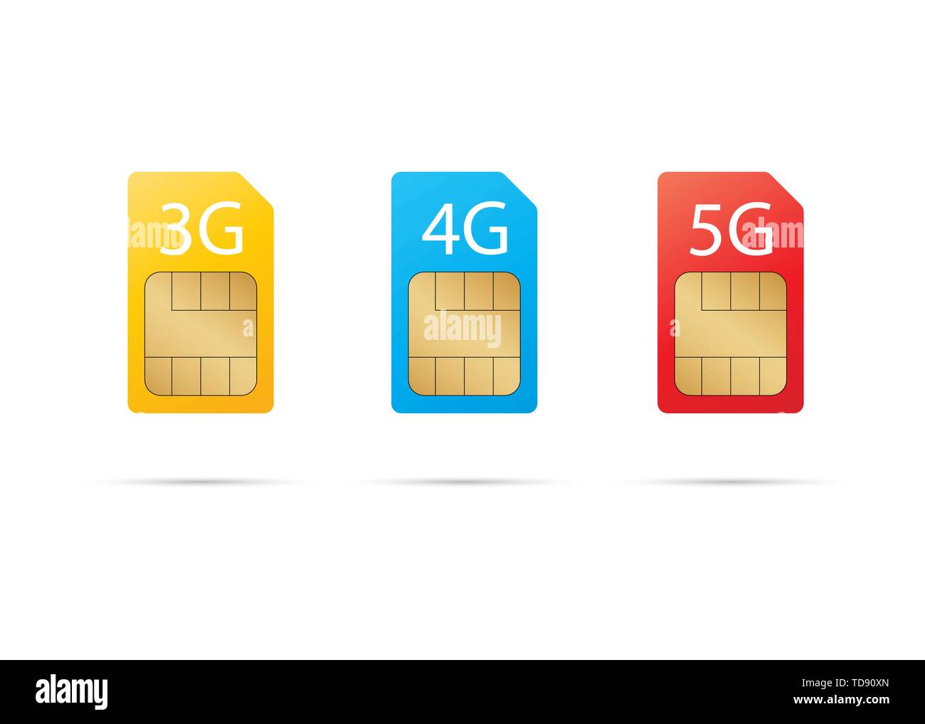 Internet sim card set with shadows.Vector eps10 Stock Vector
