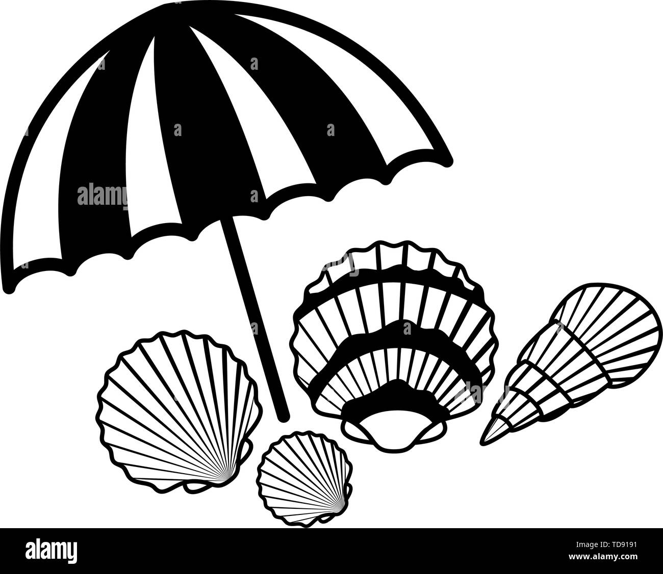 beach umbrella for summer striped icon Stock Vector