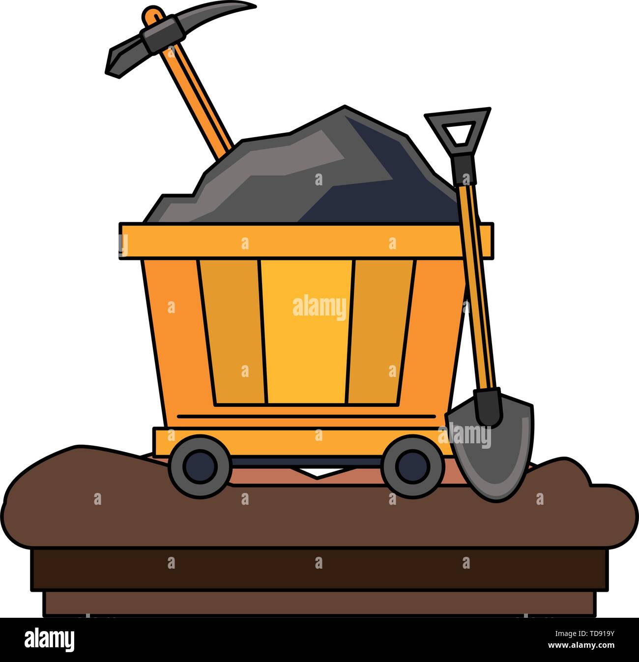 Mining carrier with pick and shovel on ground Stock Vector Image & Art
