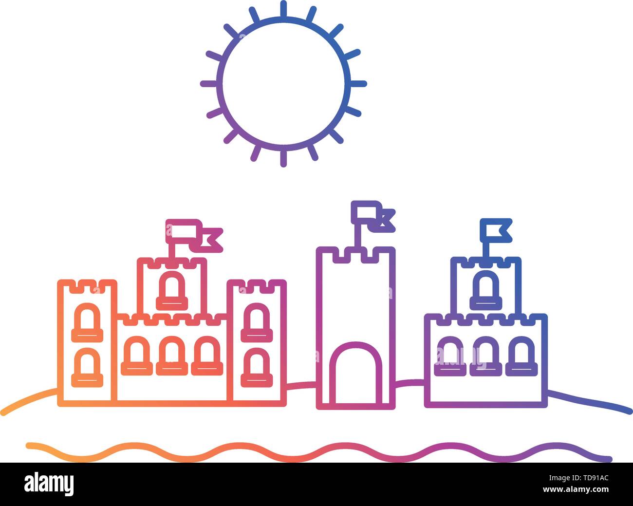 Sandy beach sand castle Stock Vector Images - Alamy