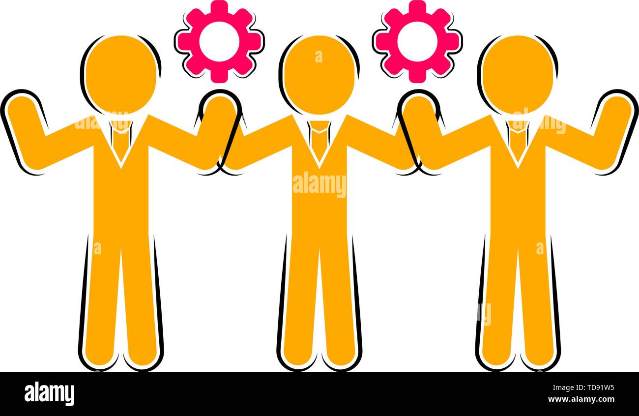 Colored business teamwork icon on white background. Business concept ...