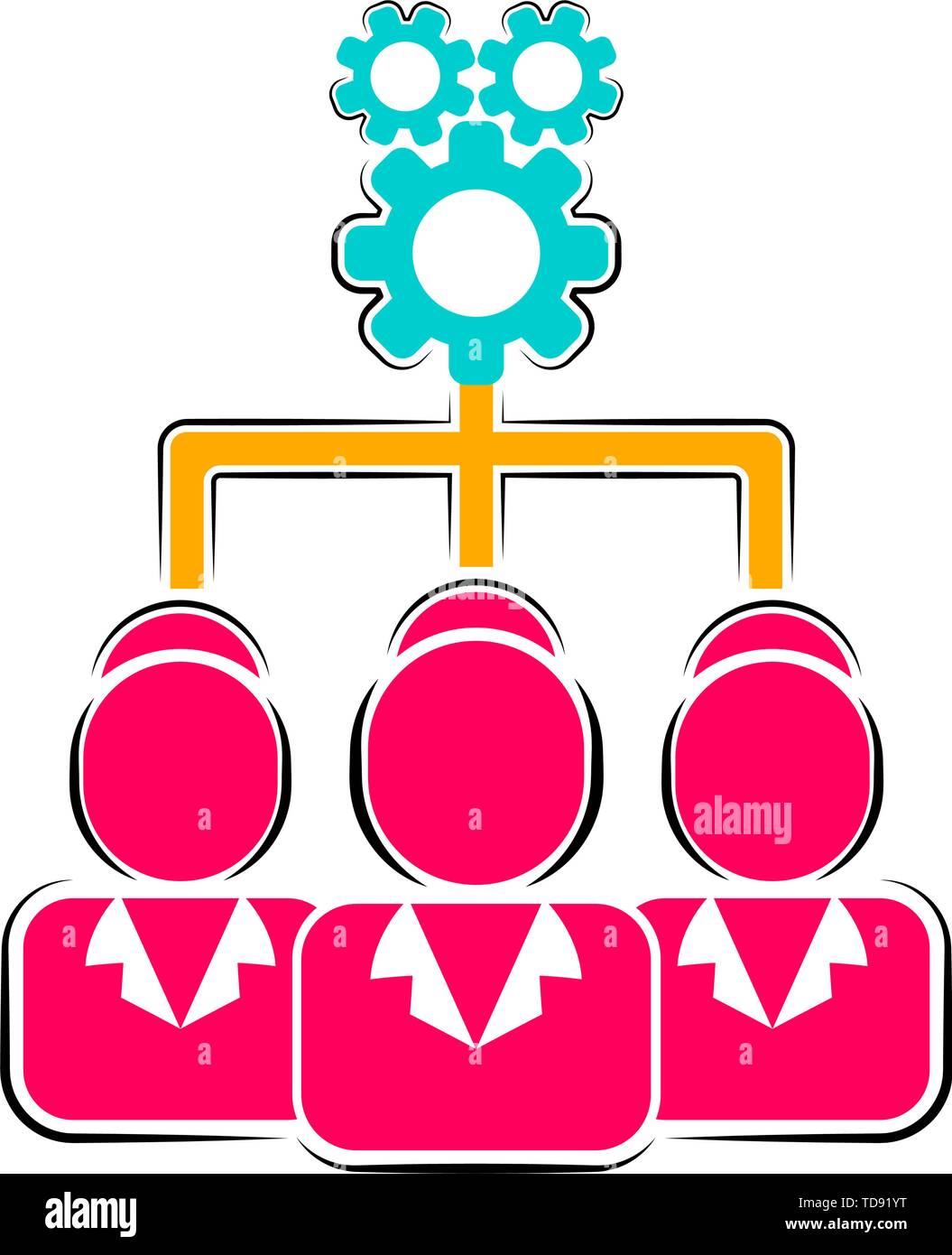 Colored business teamwork icon on white background. Business concept ...