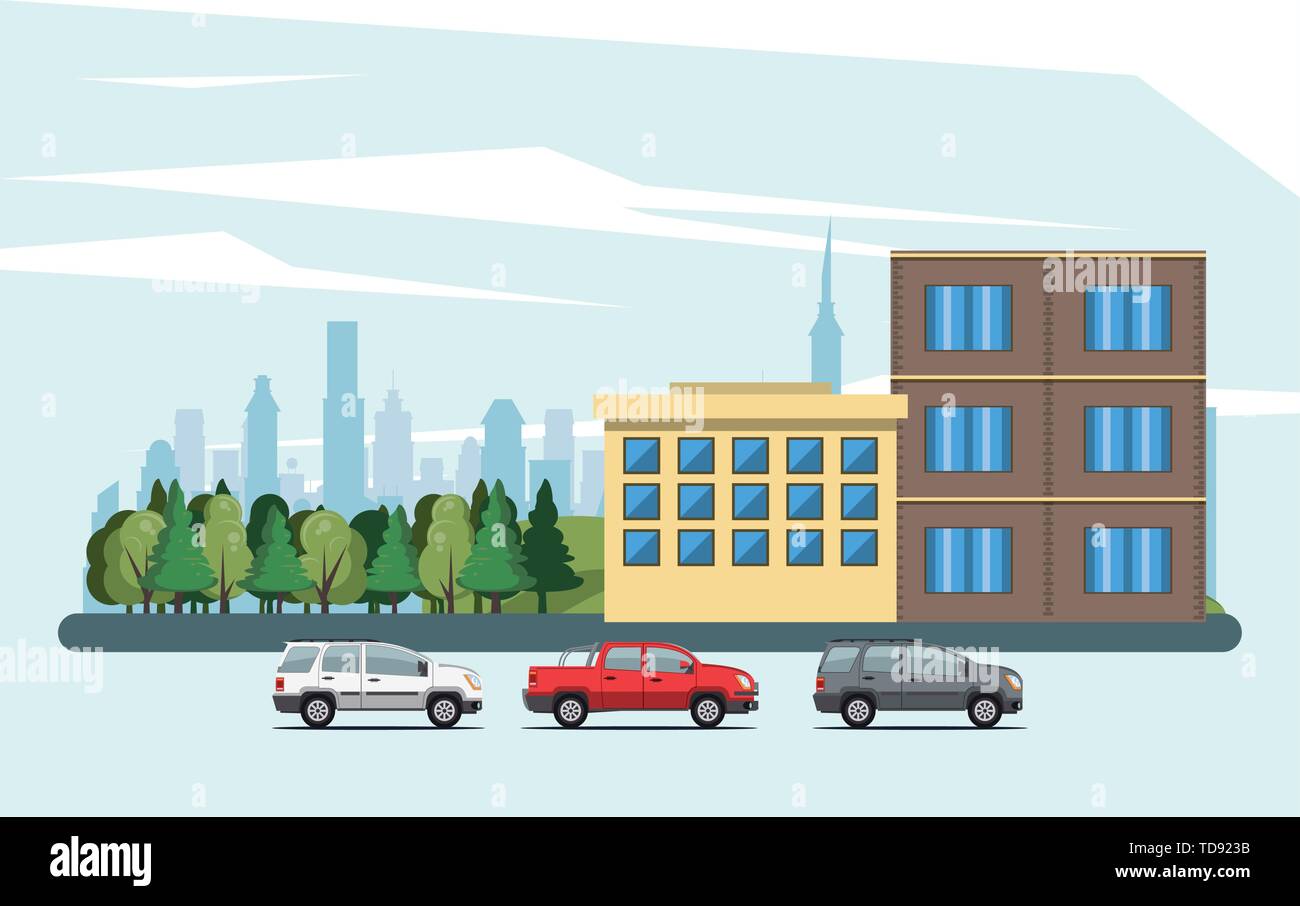 Urban buildings with cityscape scenery Stock Vector Image & Art - Alamy
