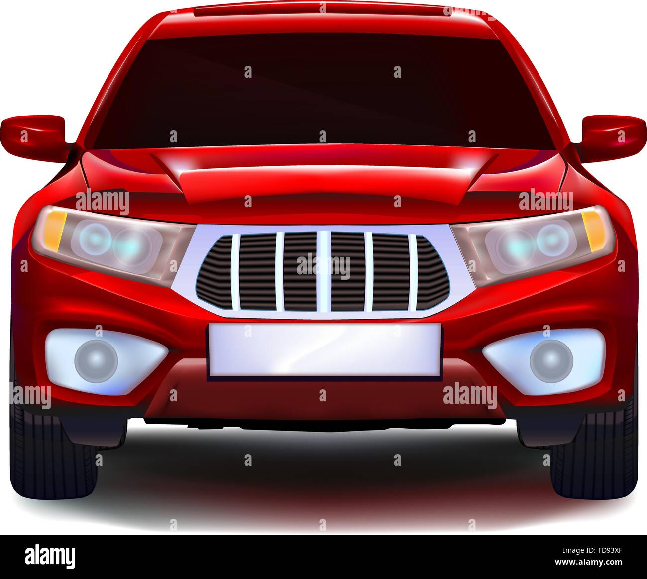 Red crossover car with blank number plate Stock Vector