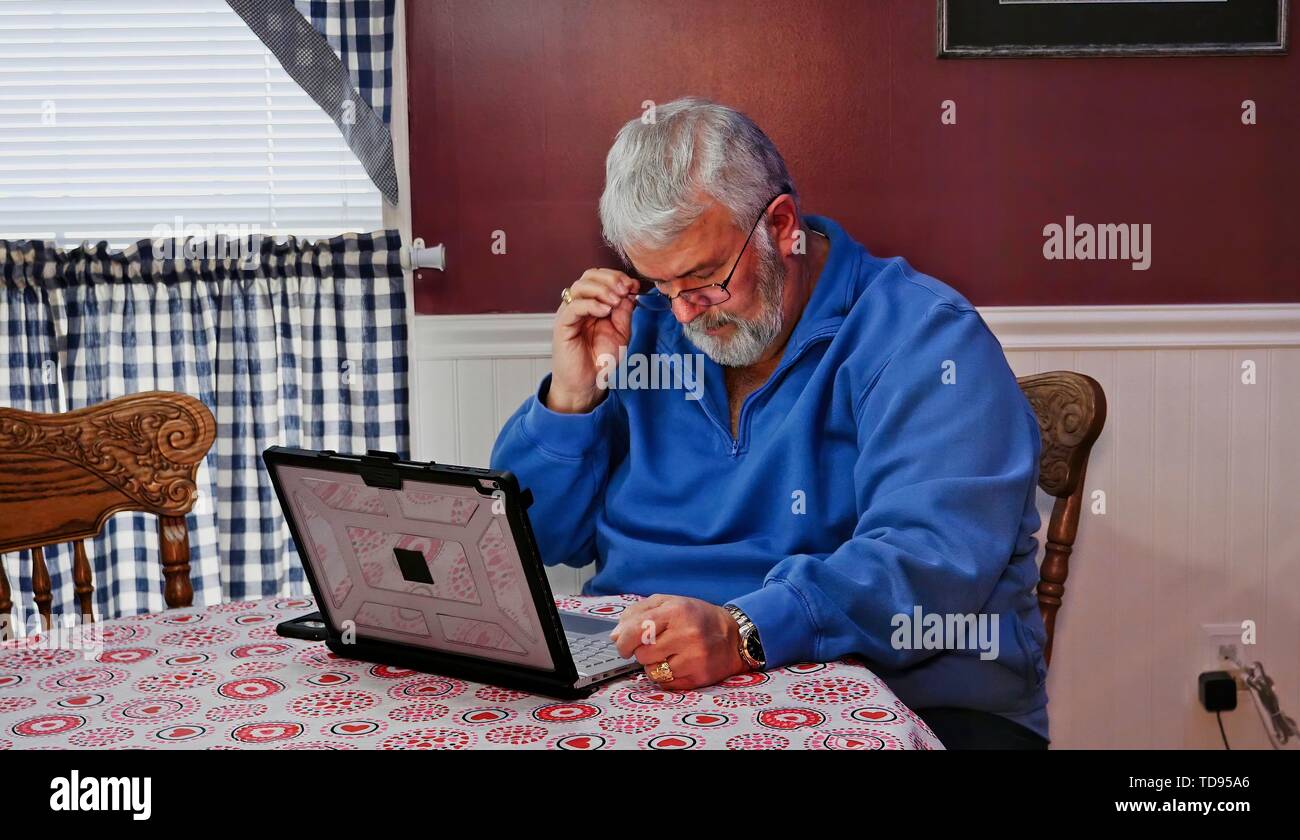 Senior Citizen Upset and Mad at Using a Computer and Technology Stock ...
