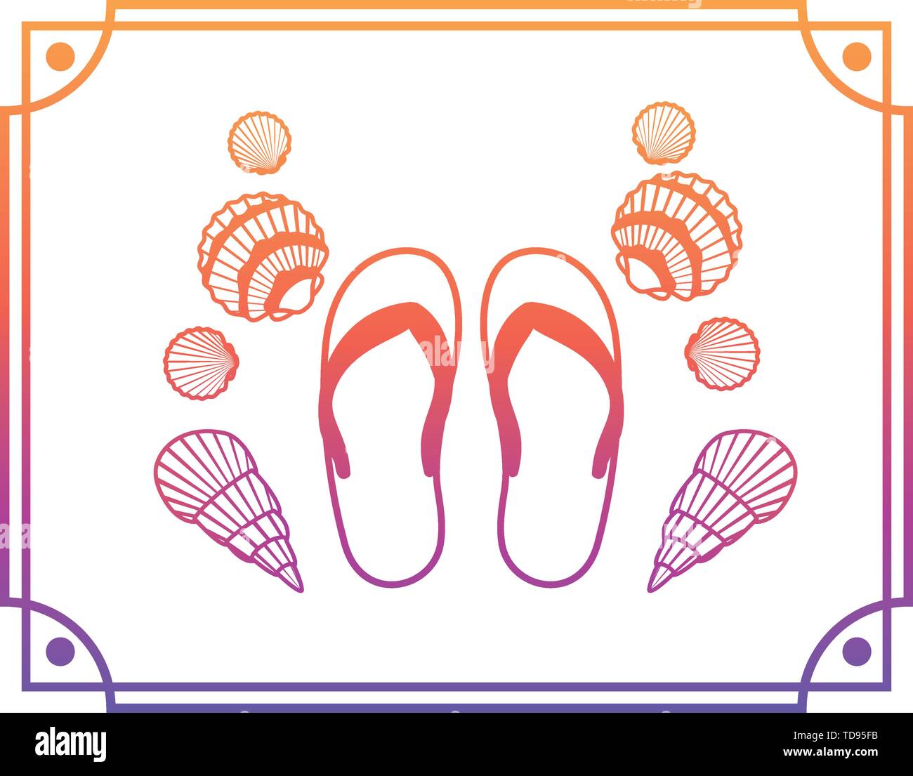 striped beach sandals on white background Stock Vector