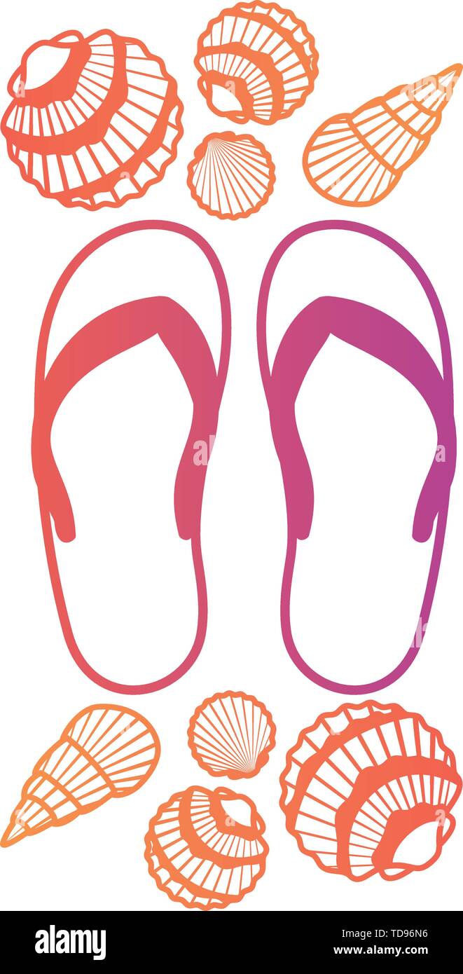 striped beach sandals on white background Stock Vector