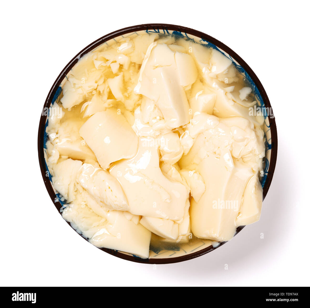 top view bowl of bean curd jelly on white clipping path Stock Photo Alamy