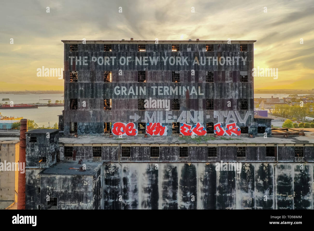 The Red Hook Grain Terminal in the Red Hook neighborhood of Brooklyn