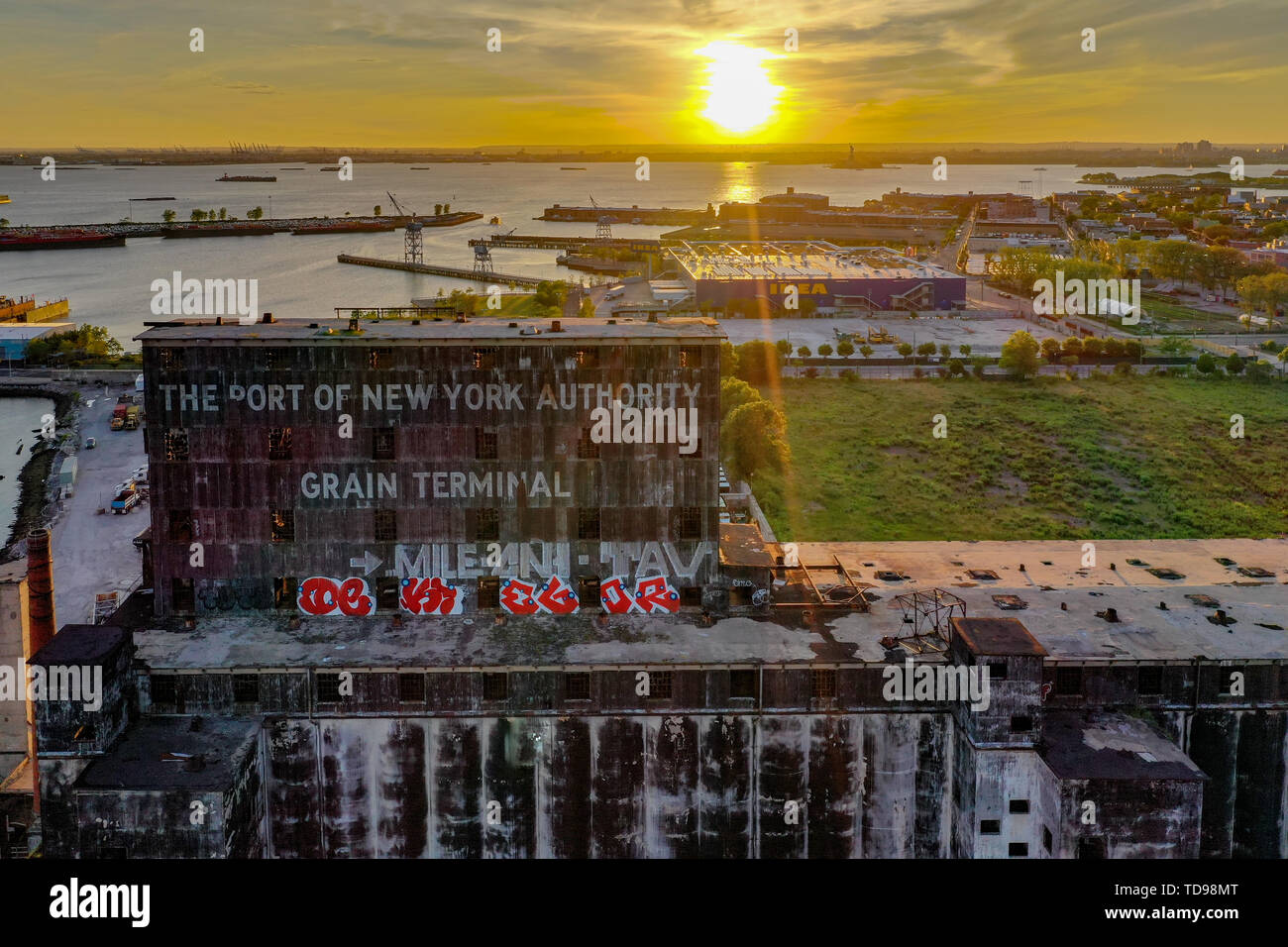 The Red Hook Grain Terminal in the Red Hook neighborhood of Brooklyn