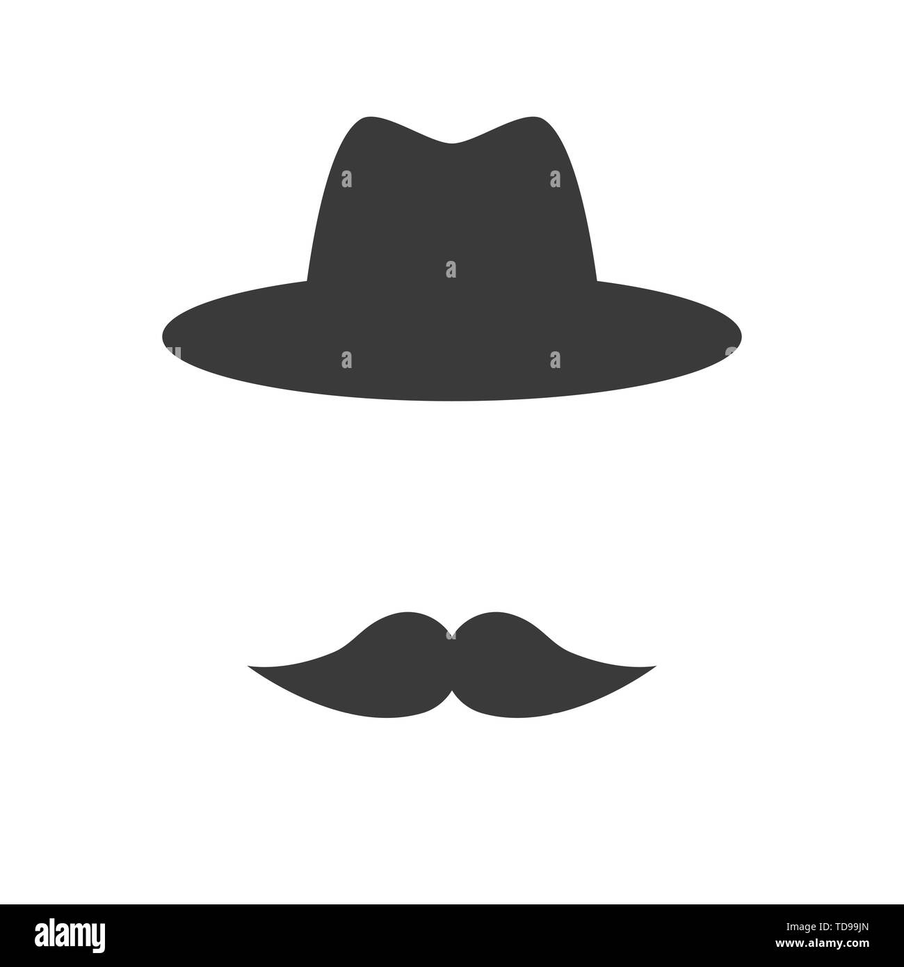 Mustache with hat icons. Gentlemans icons face Stock Vector