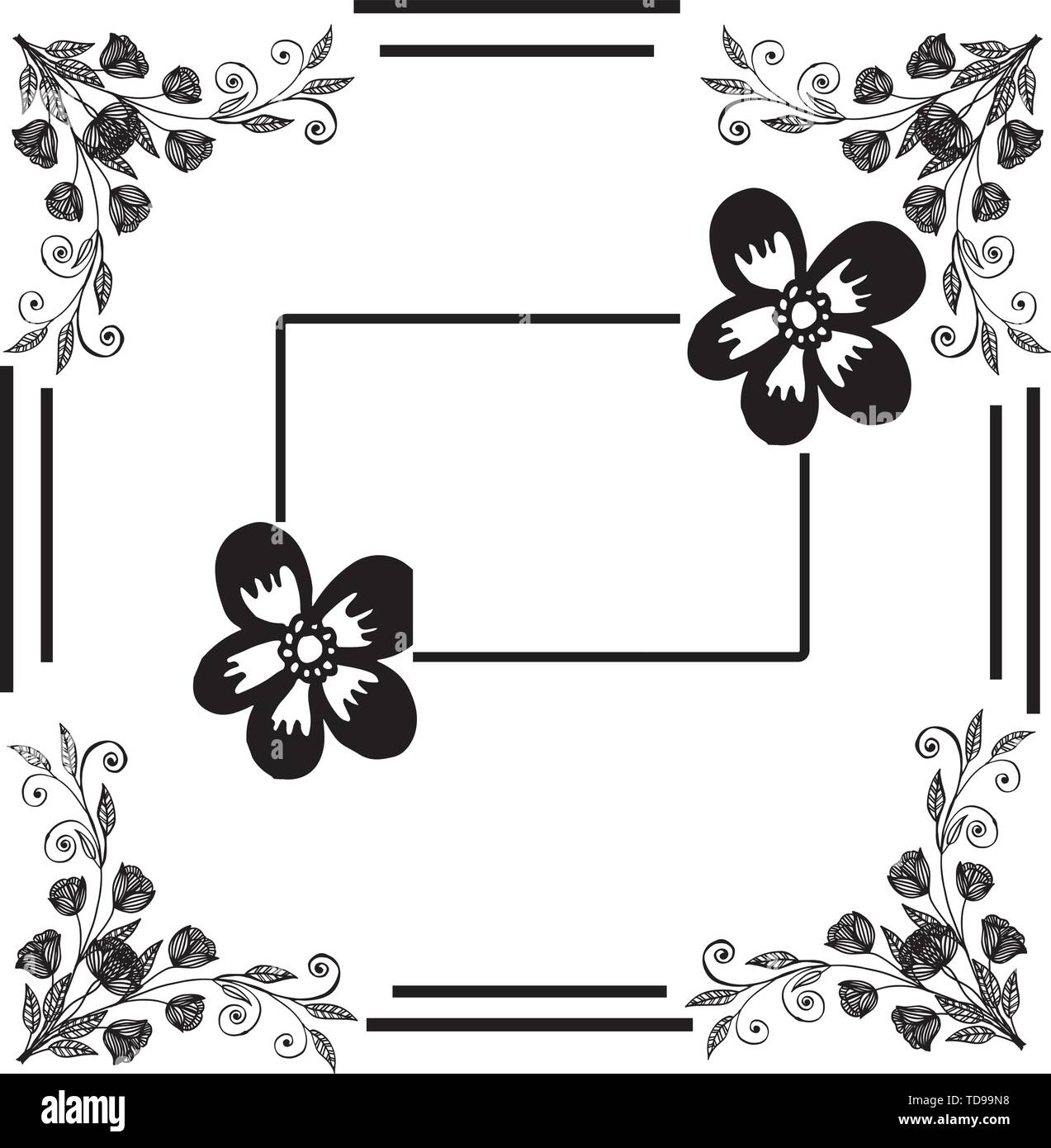 Vector illustration greeting card with flower frame hand drawn Stock ...