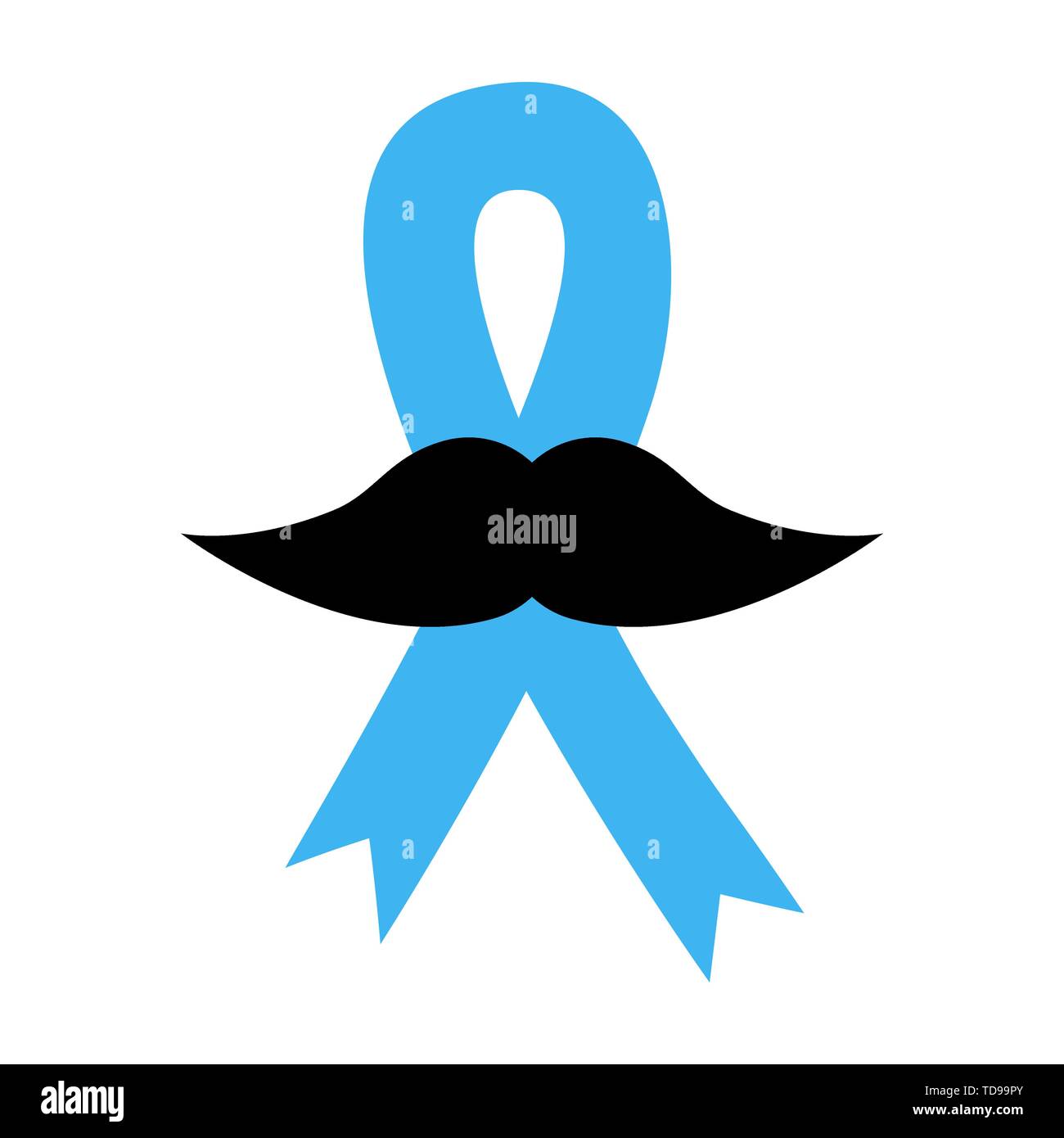 Movember. Blue ribbon and mustache. Prostate cancer Stock Vector Image