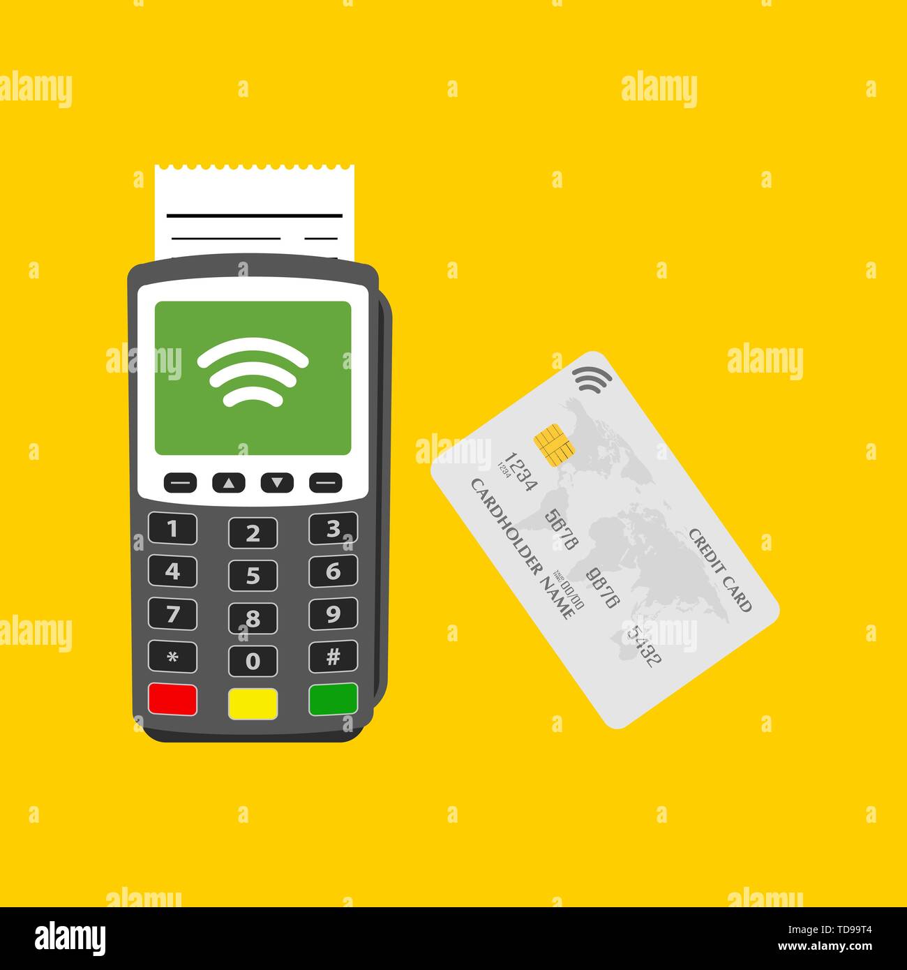 Terminal with credit card wifi techology. Vector Stock Vector Image ...