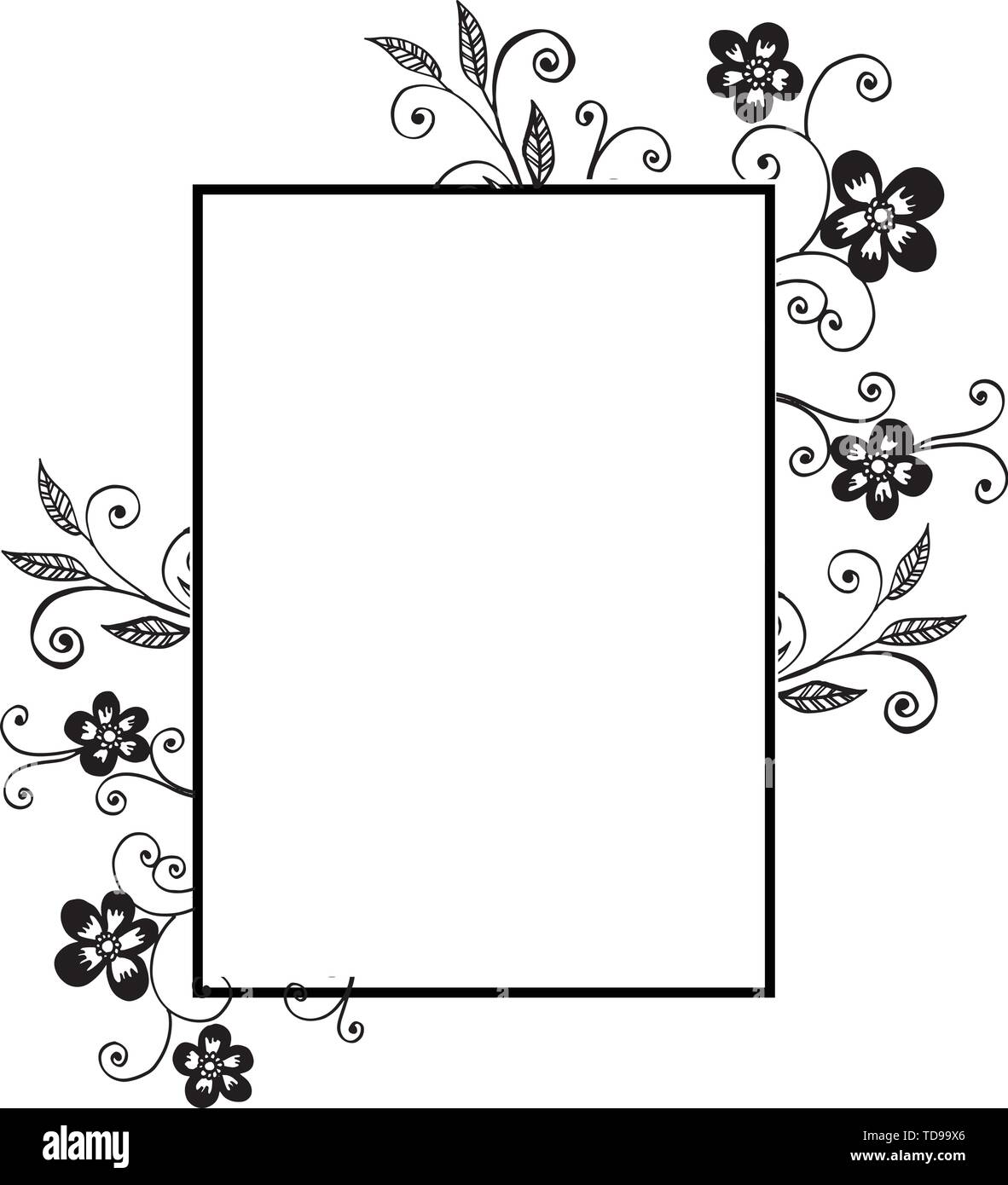 Vector illustration invitation card with various flower frame hand ...