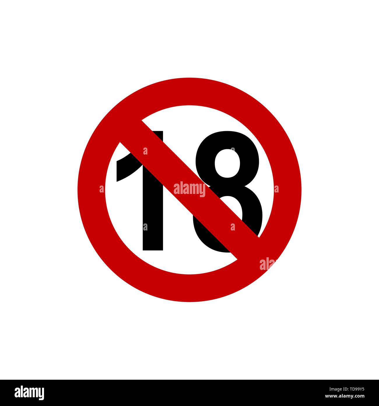 Under 18 sign isolated on white back. Vector Stock Vector