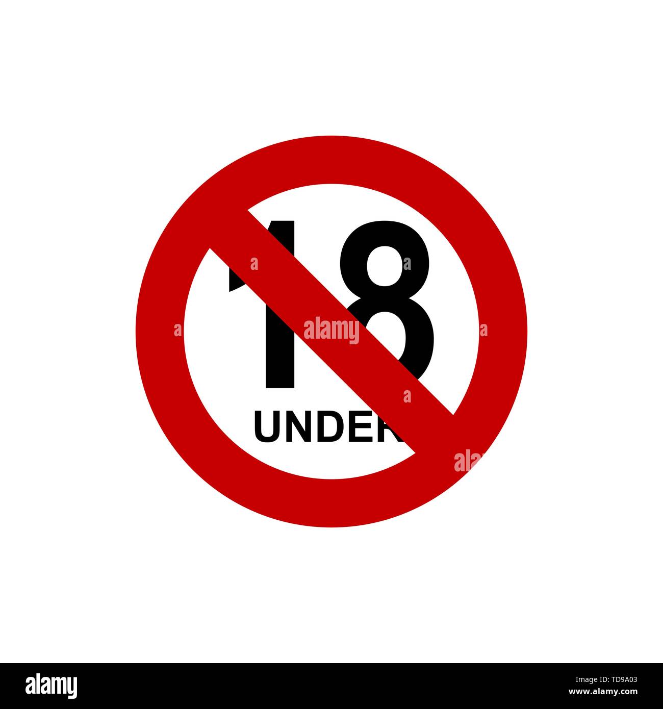 Under 18 sign isolated on white back. Vector Stock Vector