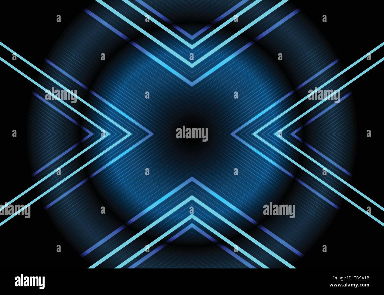 Abstract blue neon light arrow pattern on dark design modern futuristic ...