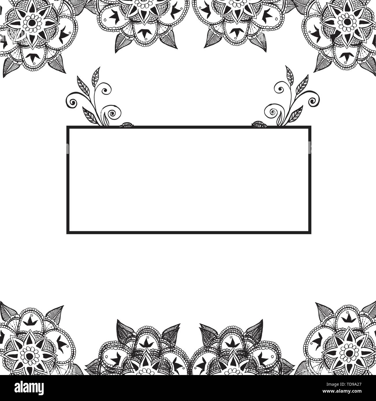 Vector illustration invitation card with various flower frame hand ...