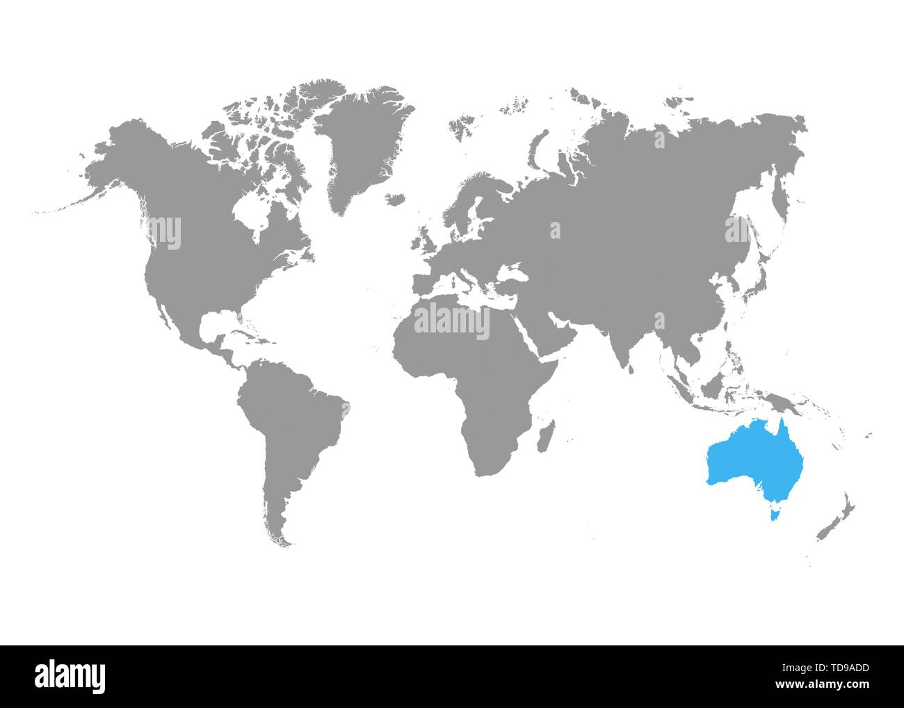 The Map Of Australia Is Highlighted In Blue On The World Map