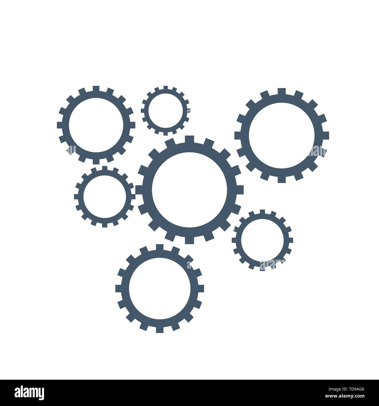 Vector gears mechanism isolated in white background. Stock Vector