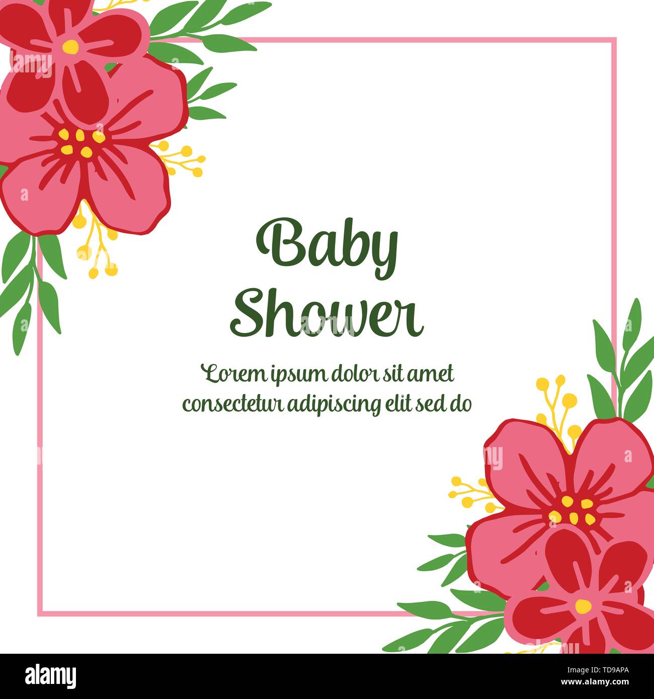 Vector illustration beautiful bouqet frame with shape of card baby ...