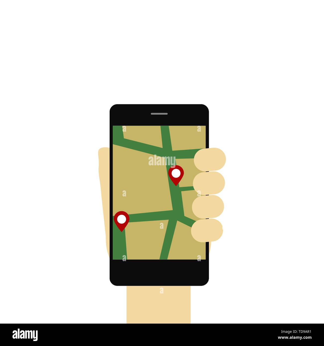 Gps map with pointers on your smartphone. Vector Stock Vector Image ...