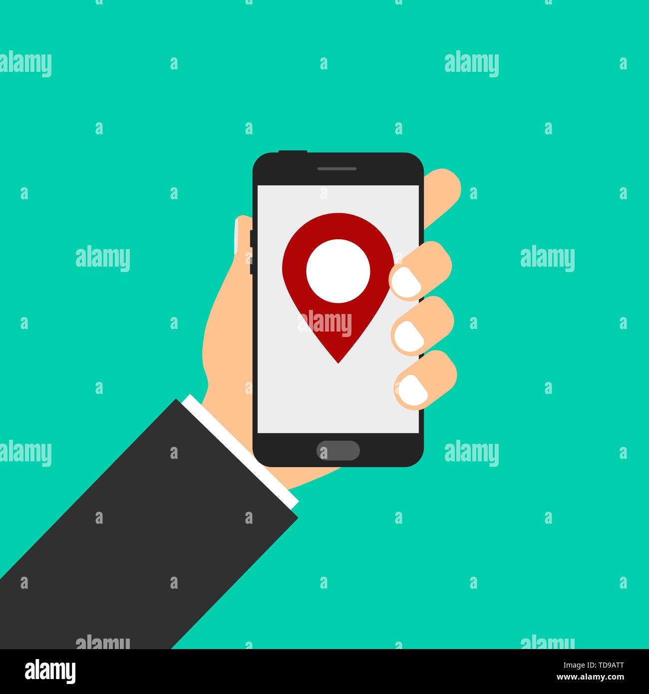 Gps map with pointers on your smartphone. Vector Stock Vector Image ...