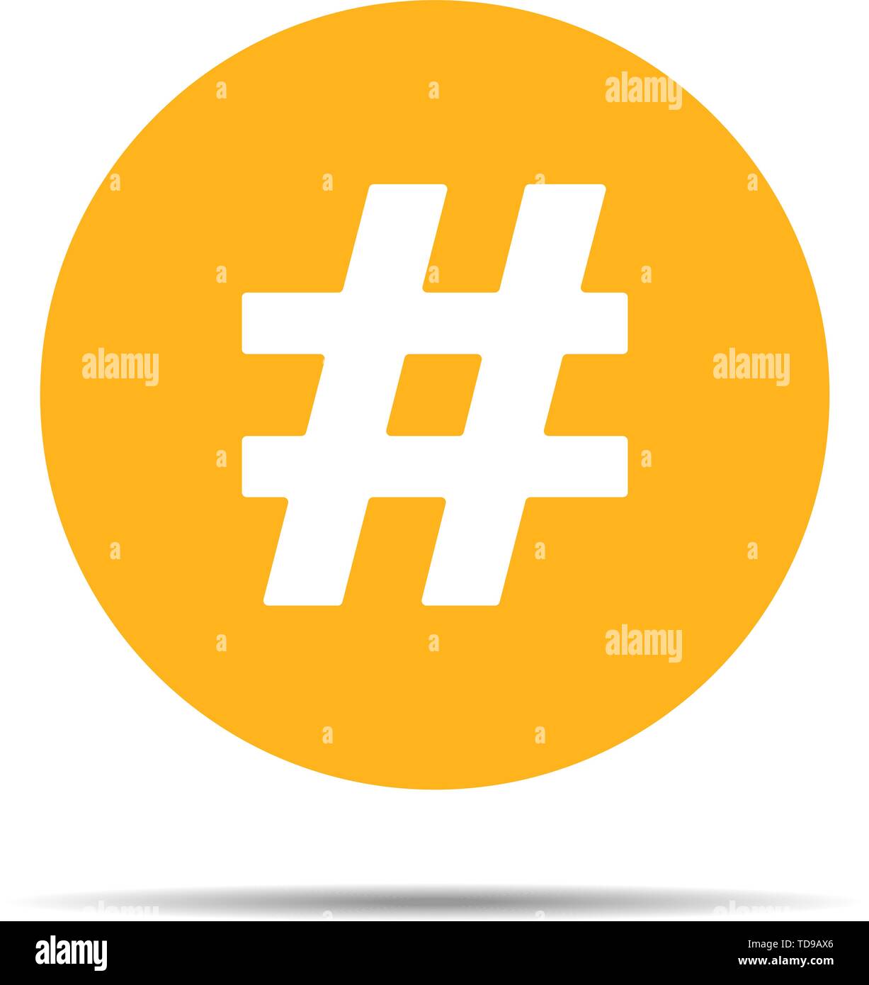Hashtag icon sign with shadow. Vector eps10 Stock Vector