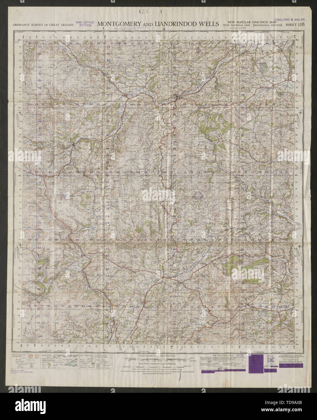 Vintage Folding Map 1938 Map of the Town LLANDRINDOD WELLS Street Plan 