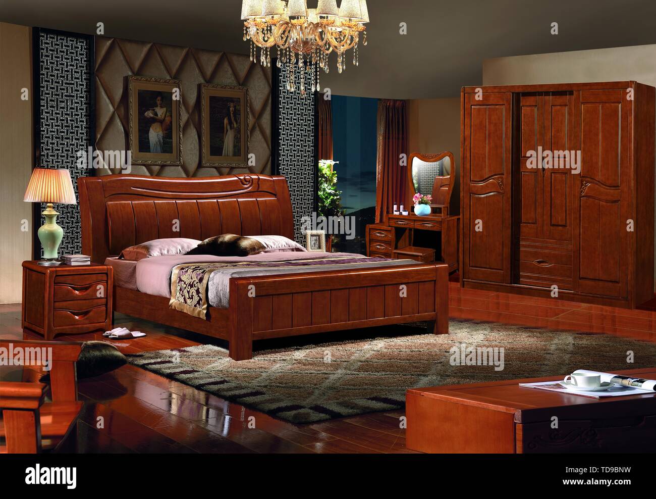 Furniture Suites Series Bed Wardrobe Nightstand Dresser Tv