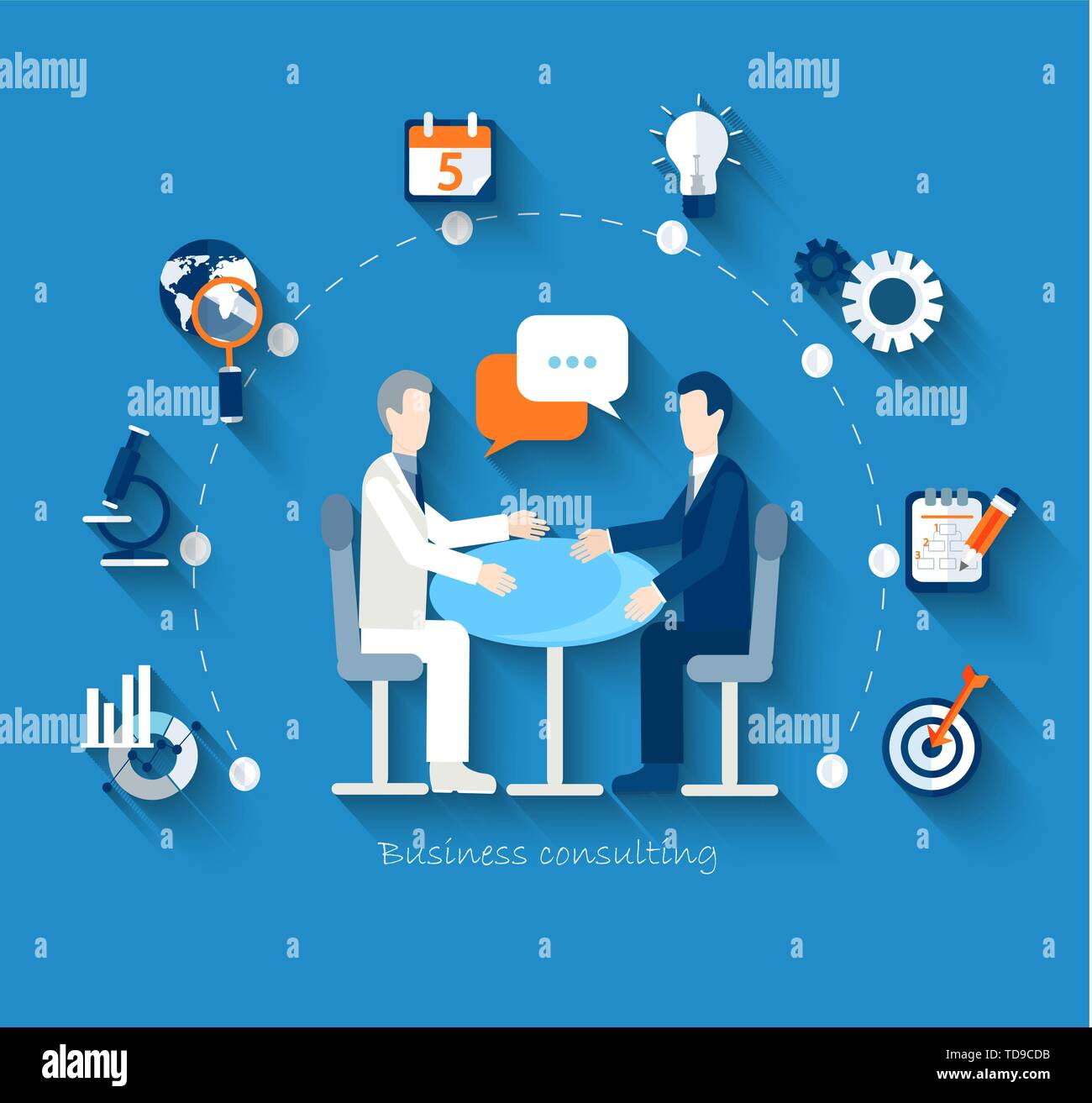 Businessmen conduct negotiations at a table. Stock Vector