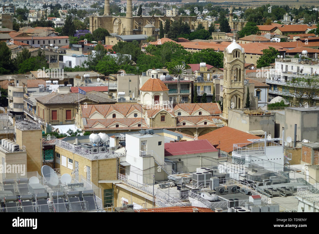 View of Nicosia from Shacolas Tower, Nicosia, Lefkosia, South Nicosia, Cyprus, Europe Stock Photo