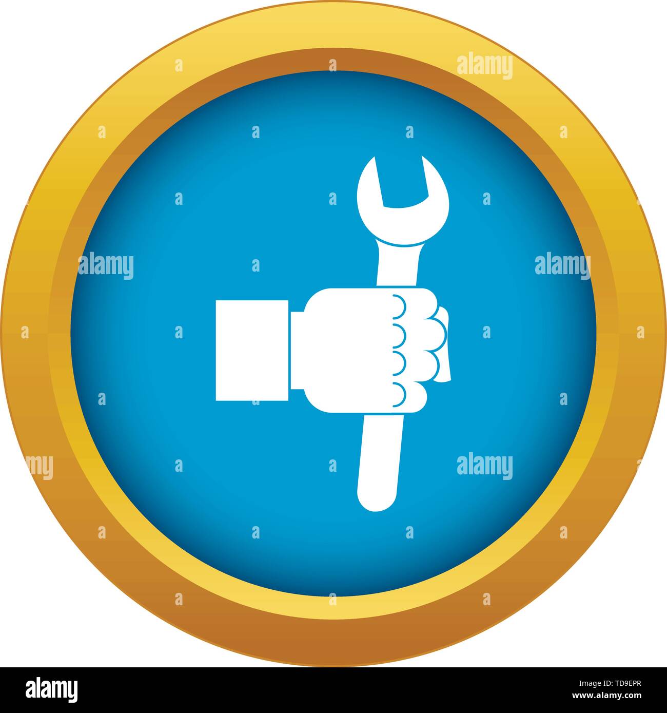 Wrench tool in man hand icon blue vector isolated Stock Vector Image ...