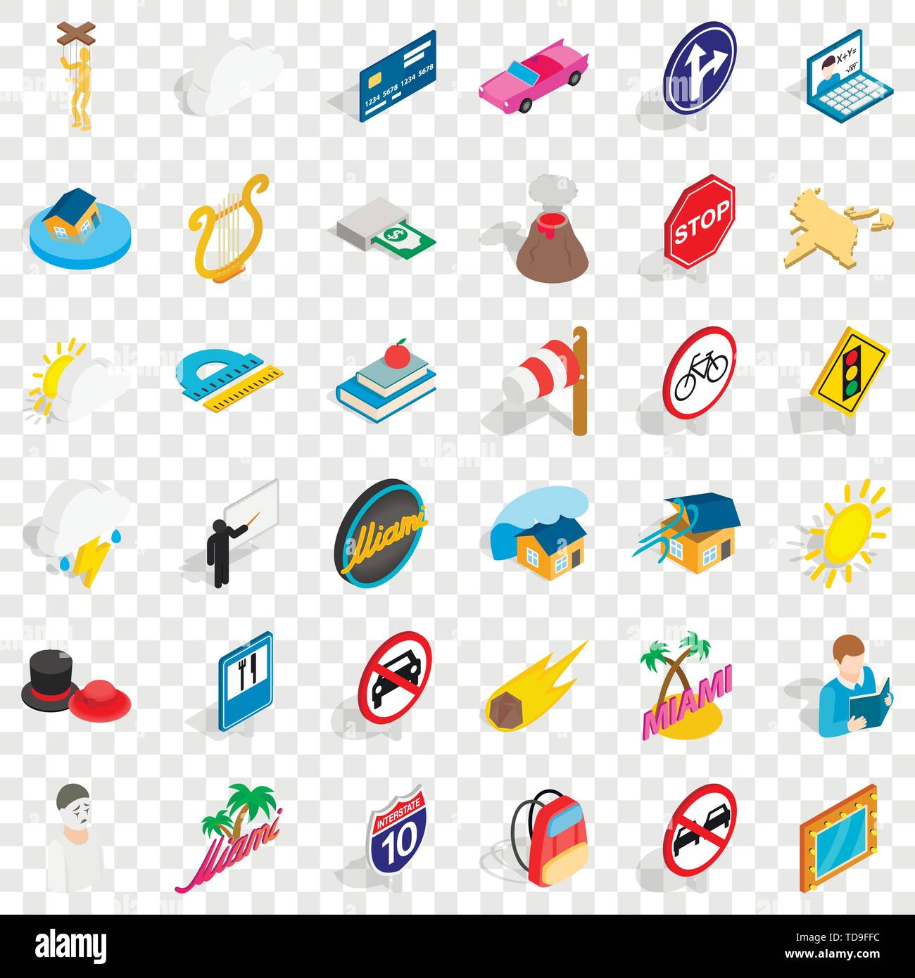 Clock icons set, isometric style Stock Vector