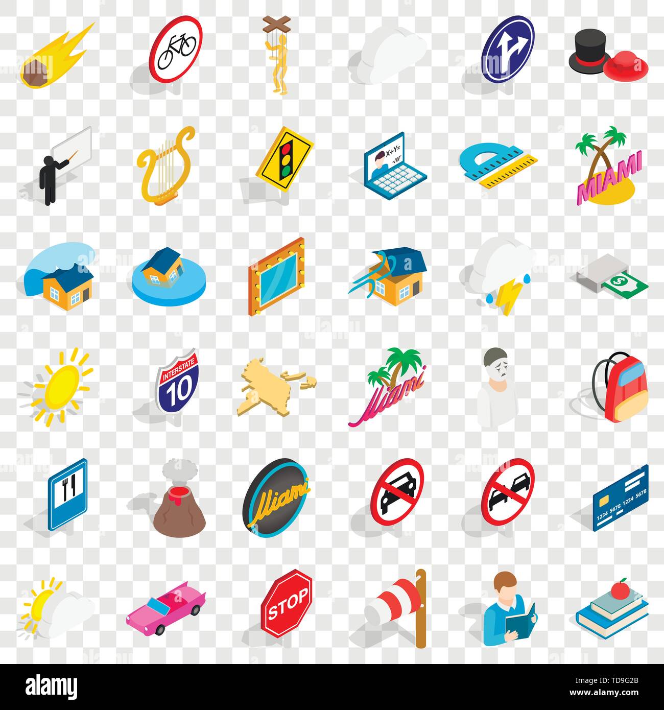 Umbrella icons set, isometric style Stock Vector