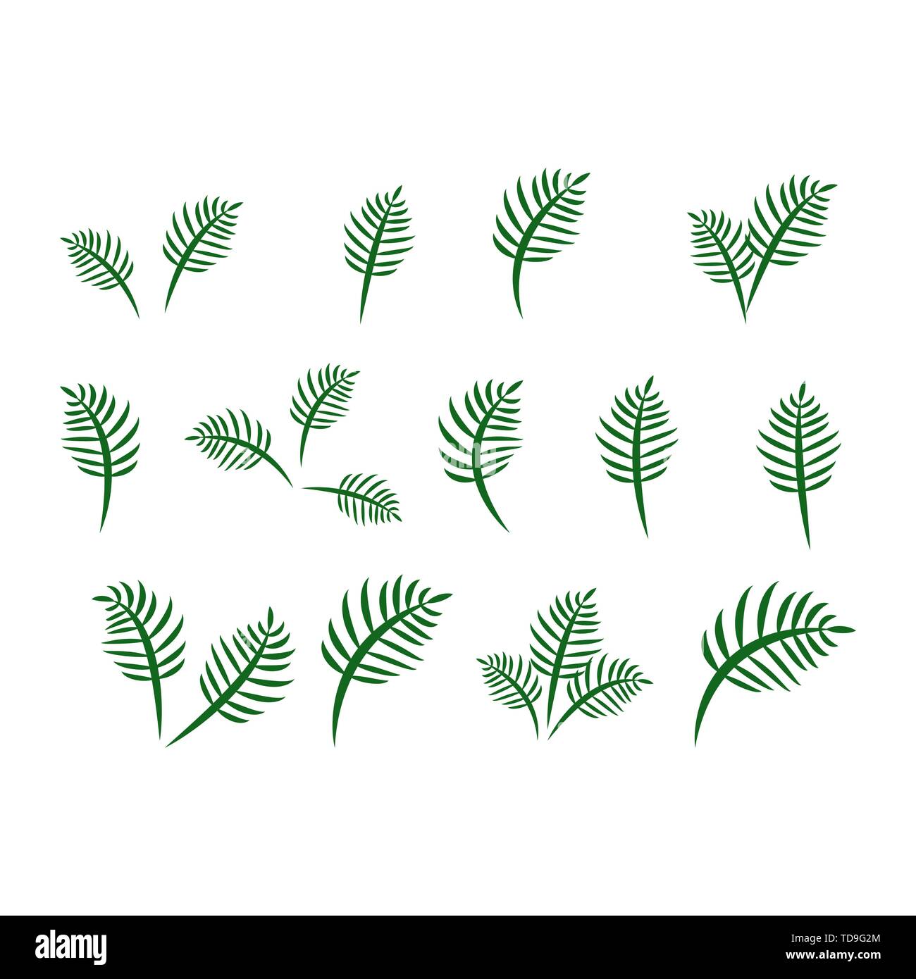 green leaf icons set on white background Stock Vector Image & Art - Alamy