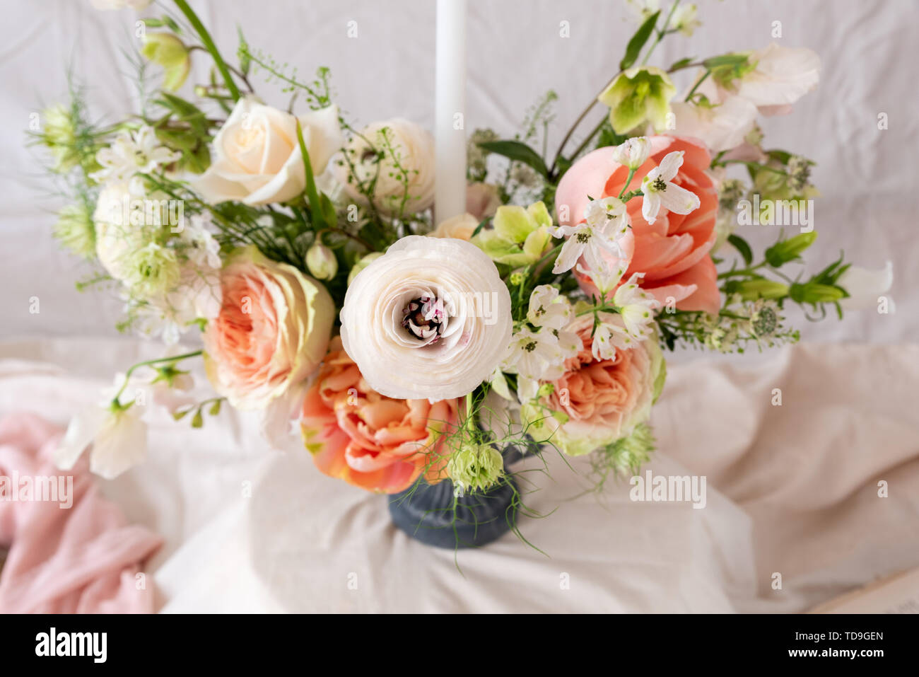 Still life with a beautiful bouquet of flowers Stock Photo - Alamy
