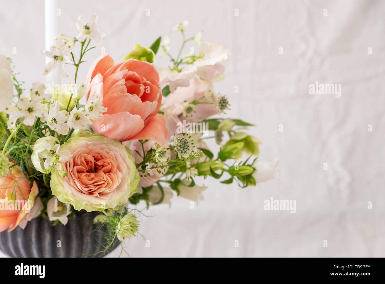 Still life with a beautiful bouquet of flowers Stock Photo - Alamy