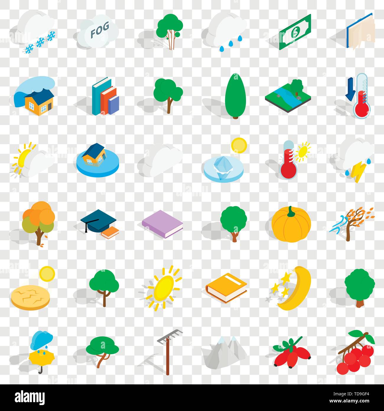 Forest icons set, isometric style Stock Vector