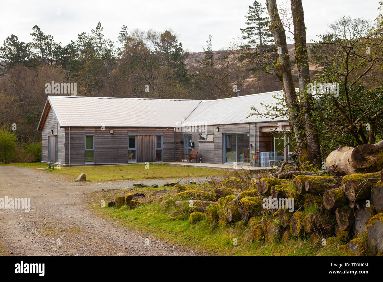 Rum Bunkhouse on the shore of Loch Scresort on the Isle of Rum Scotland