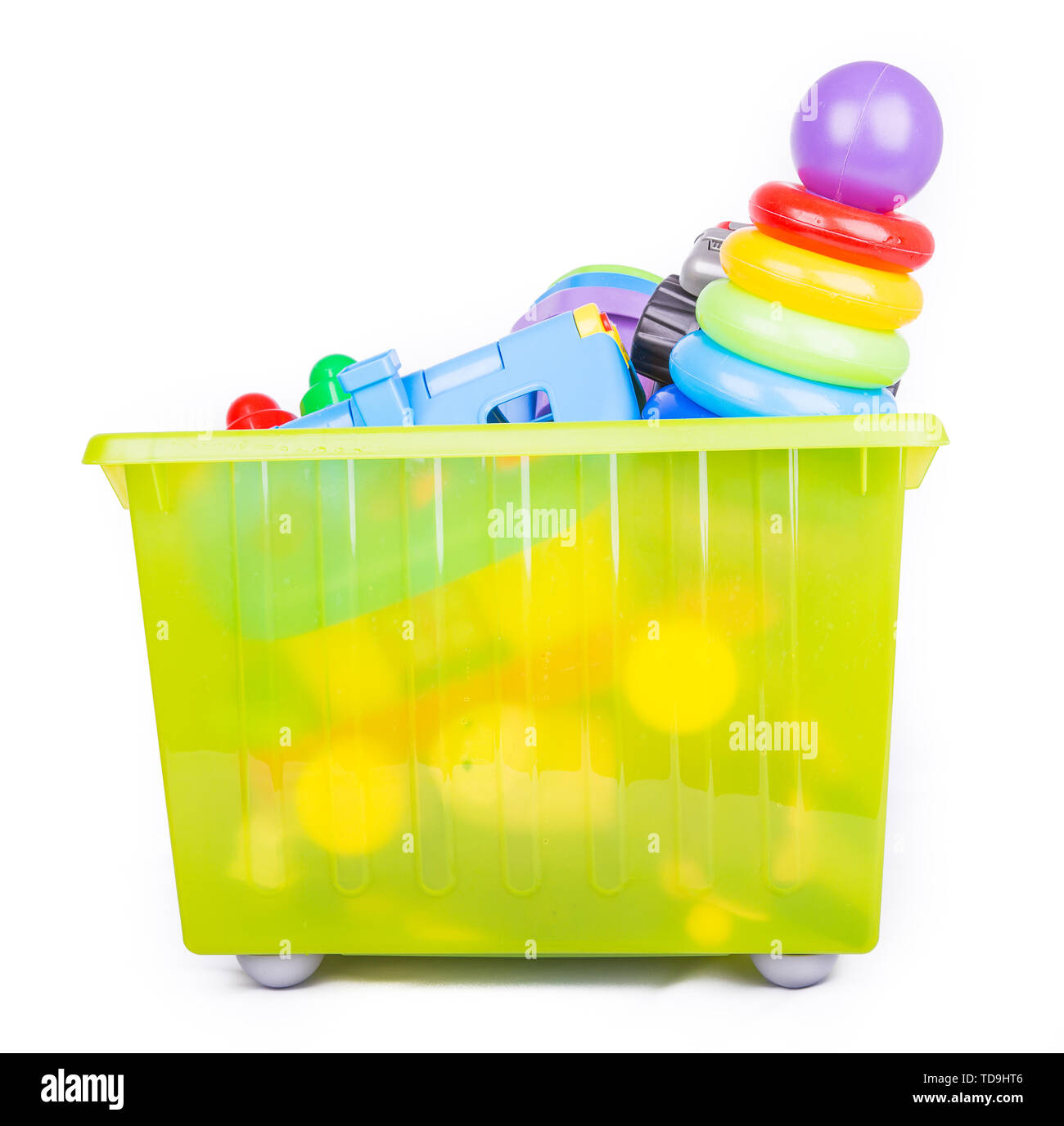 Plastic container with toys for kids Stock Photo Alamy