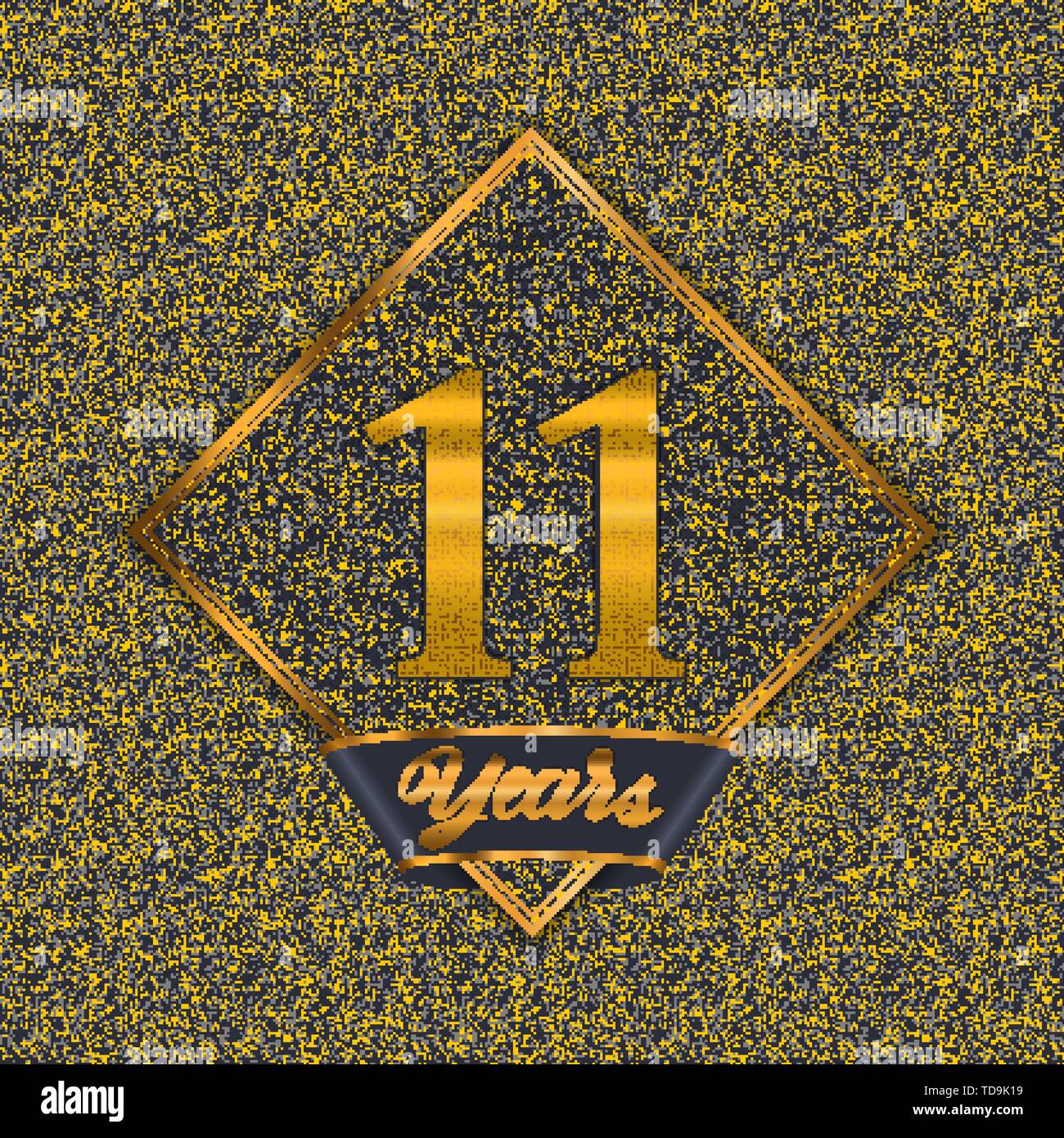 Golden number eleven years (11 years) celebration design. Anniversary ...