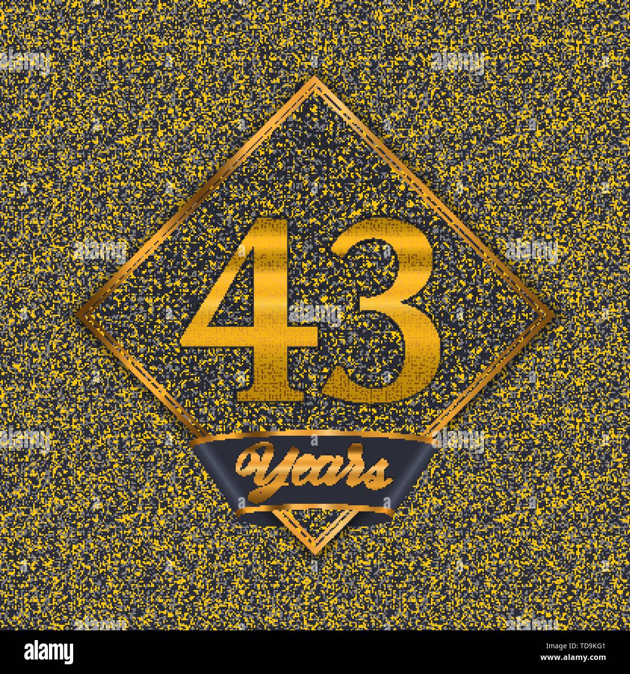 Golden number  forty-three years (43 years) celebration design. Anniversary golden number with luxury background for your birthday party Stock Vector