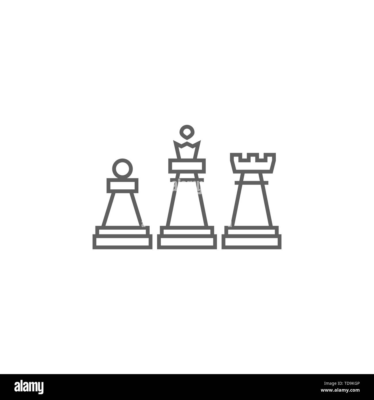 Chess Related Vector Thin Line Icon. Isolated on White Background. Editable Stroke. Vector Illustration. Stock Vector